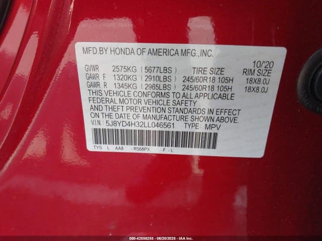 2020 ACURA MDX STANDARD 9