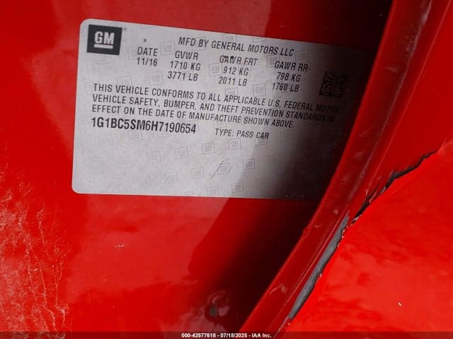 2017 CHEVROLET CRUZE LS AUTO 9