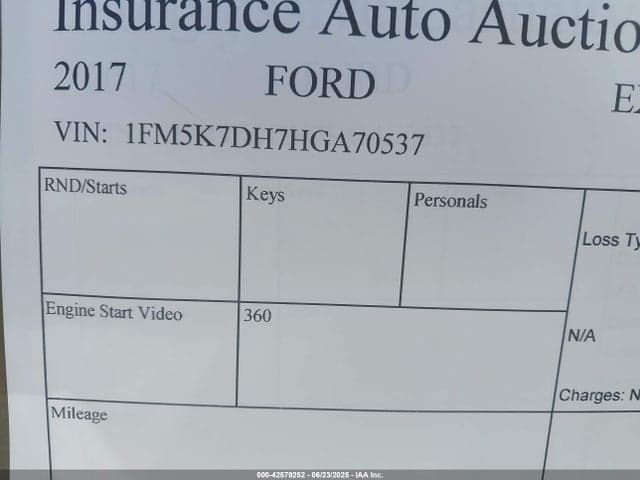 2017 FORD EXPLORER XLT 9