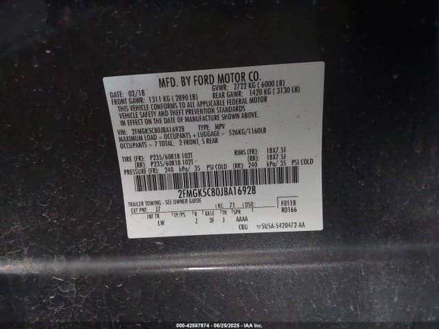 2018 FORD FLEX SEL 9
