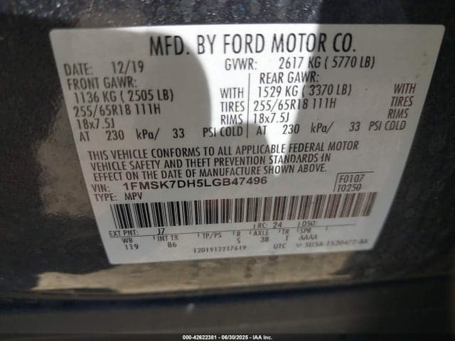 2020 FORD EXPLORER XLT 9