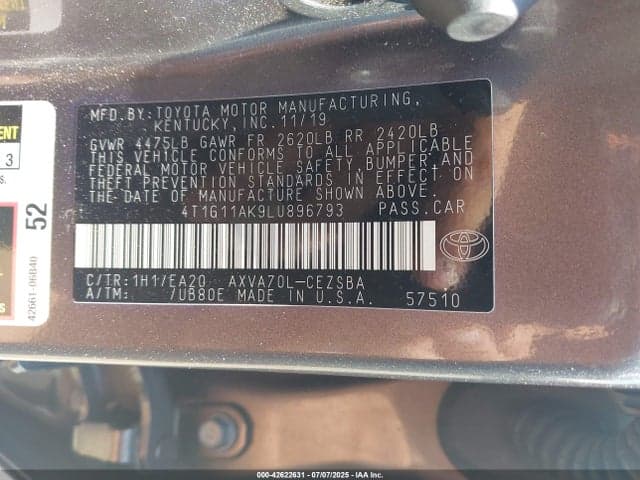 2020 TOYOTA CAMRY SE 9