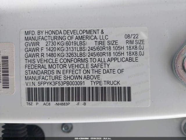 2023 HONDA RIDGELINE RTL 9
