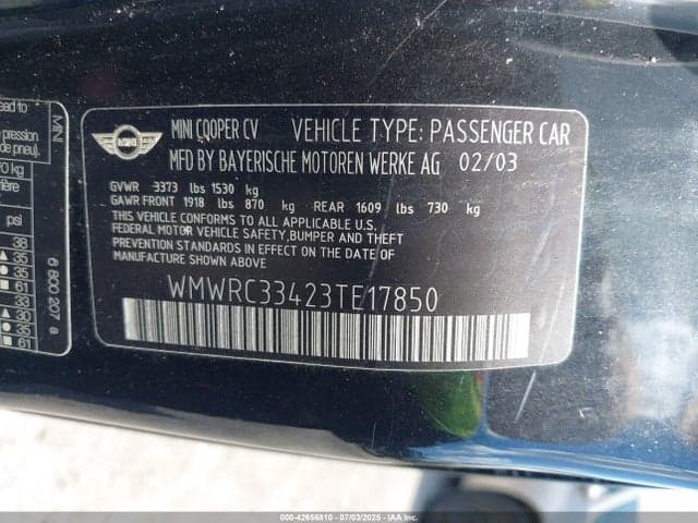 2003 MINI COOPER 9