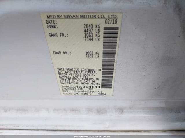 2018 NISSAN LEAF S 9