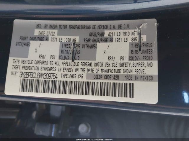 2022 MAZDA MAZDA3 PREFERRED 9