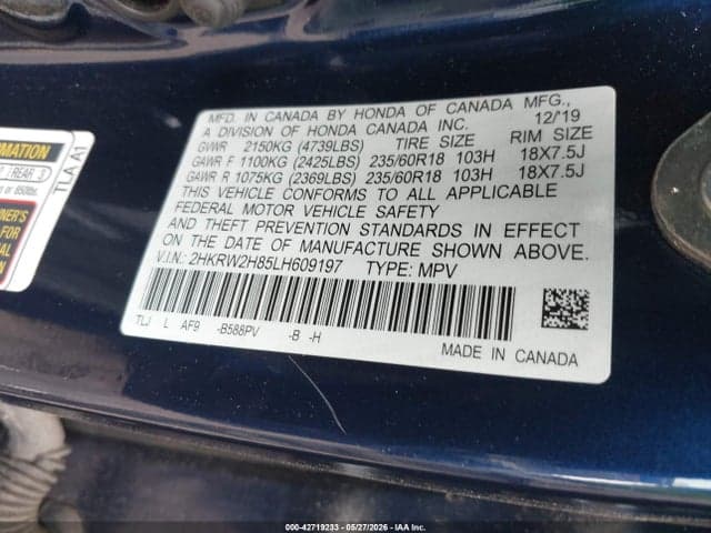 2020 HONDA CR-V AWD EX-L 9