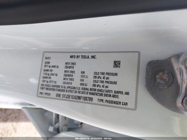 2021 TESLA MODEL 3 STANDARD RANGE PLUS REAR-WHEEL DRIVE 9