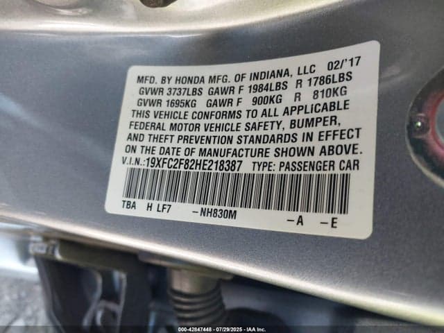 2017 HONDA CIVIC EX 9