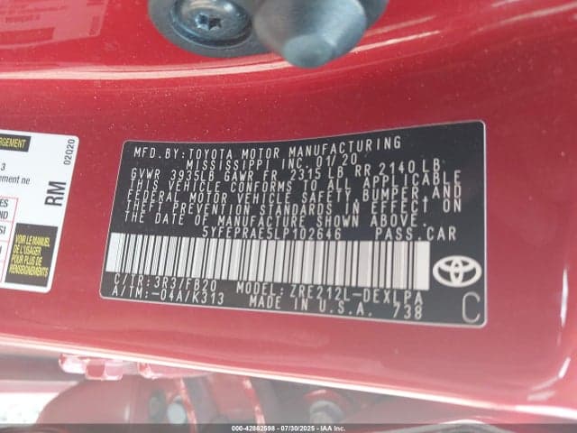 2020 TOYOTA COROLLA LE 9