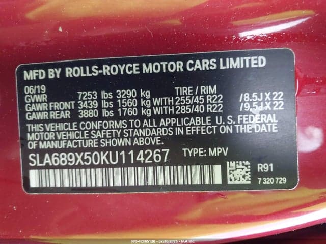 2019 ROLLS-ROYCE CULLINAN 9