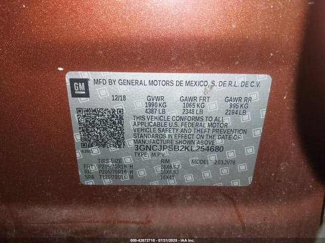 2019 CHEVROLET TRAX LT 9