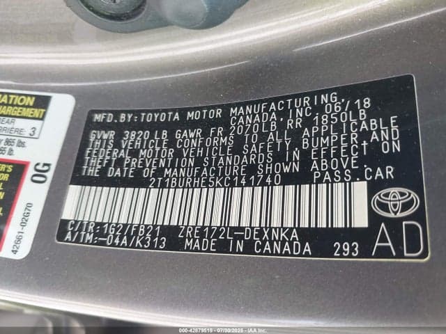 2019 TOYOTA COROLLA LE 9