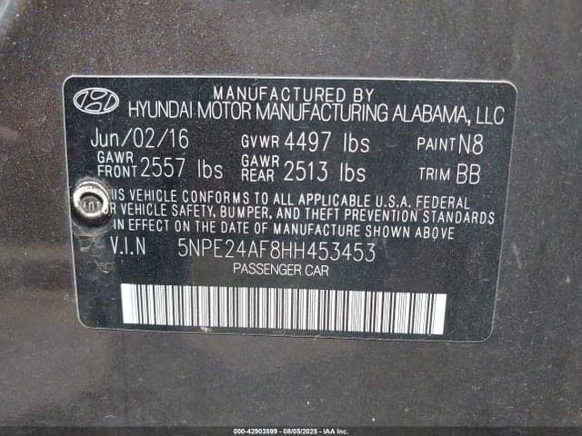 2017 HYUNDAI SONATA 9
