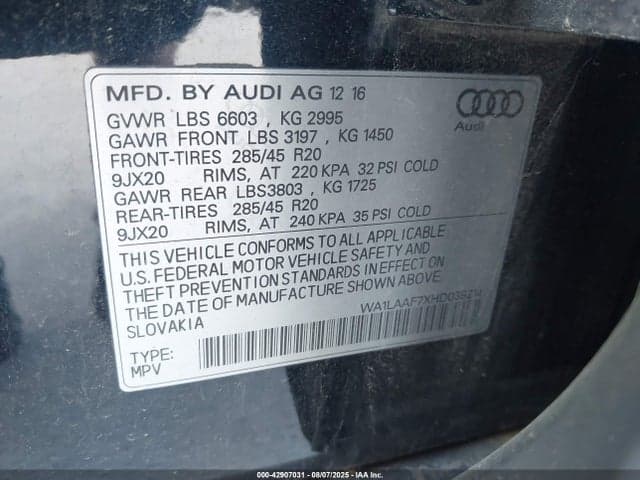 2017 AUDI Q7 3.0T PREMIUM 9