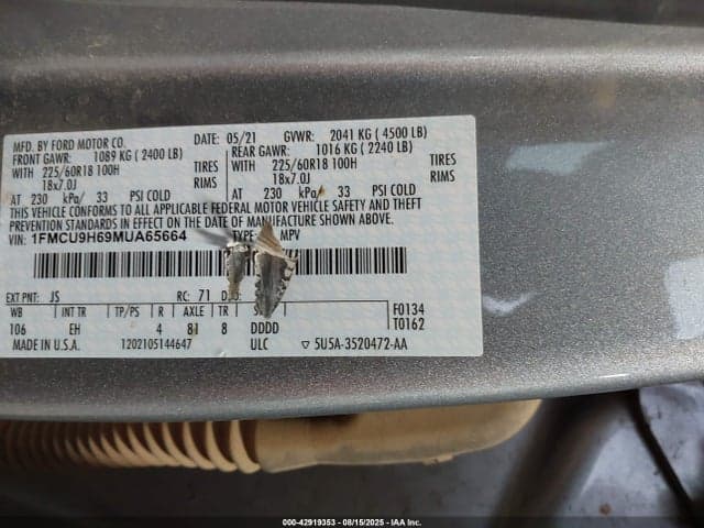 2021 FORD ESCAPE SEL 9