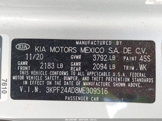 2021 KIA FORTE LXS 9