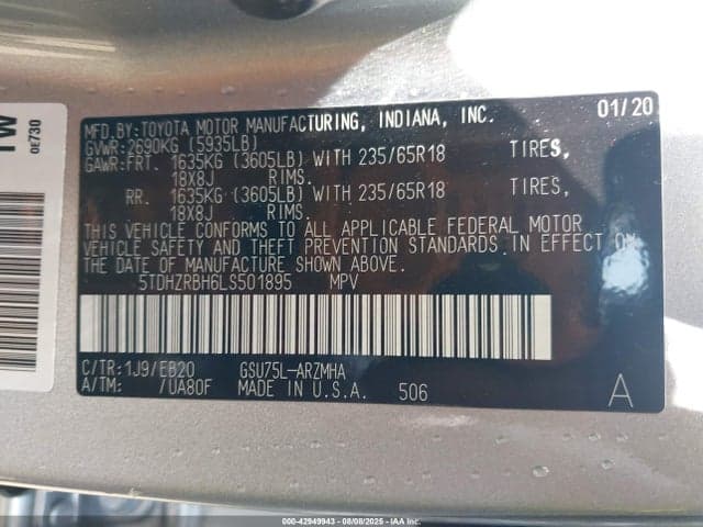 2020 TOYOTA HIGHLANDER XLE 9