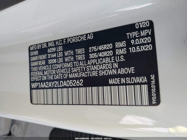 2020 PORSCHE CAYENNE 9