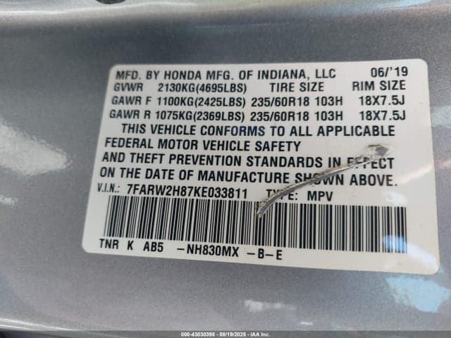 2019 HONDA CR-V EX-L 9