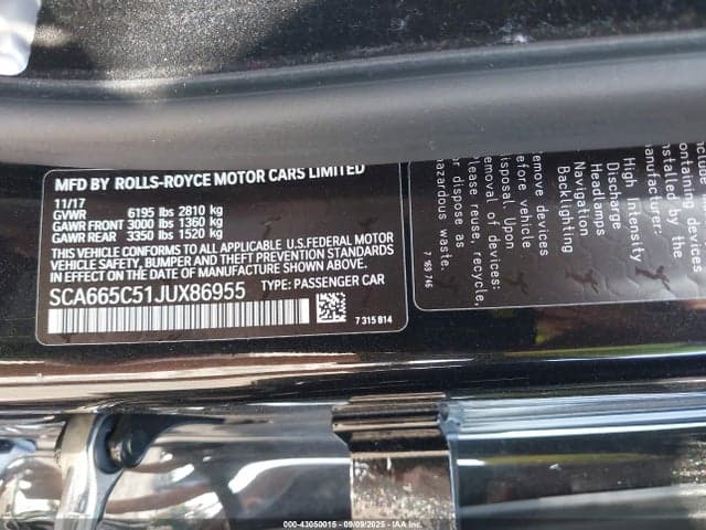 2018 ROLLS-ROYCE WRAITH 9