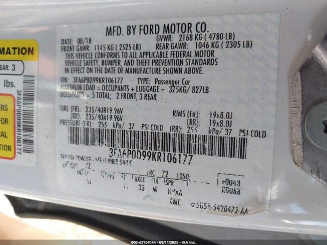 2019 FORD FUSION TITANIUM 9
