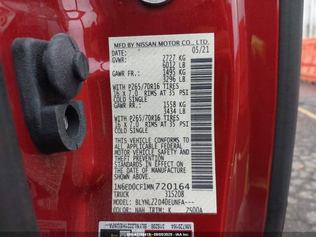 2021 NISSAN FRONTIER KING CAB SV 4X4 9