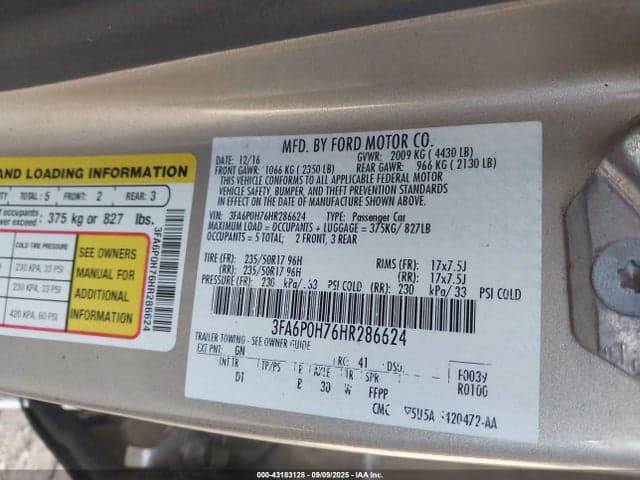 2017 FORD FUSION SE 9