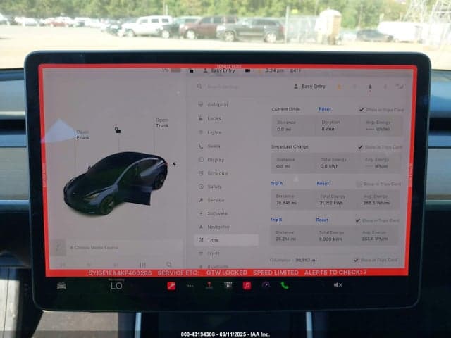 2019 TESLA MODEL 3 LONG RANGE/MID RANGE/STANDARD RANGE/STANDARD RANGE PLUS 7