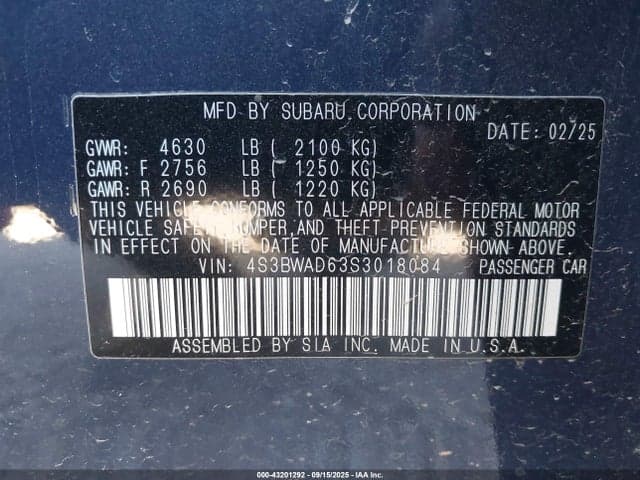 2025 SUBARU LEGACY PREMIUM 9