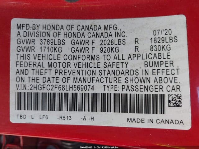 2020 HONDA CIVIC LX 9
