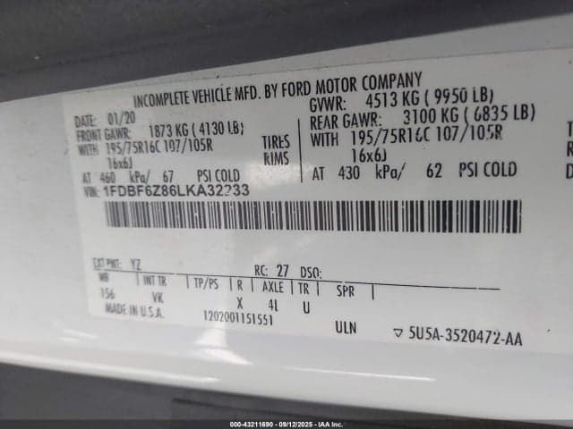 2020 FORD TRANSIT-350 CAB 9