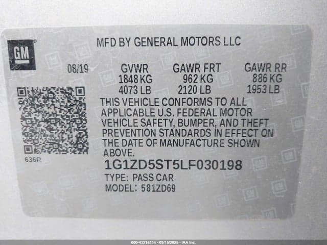 2020 CHEVROLET MALIBU FWD LT 9
