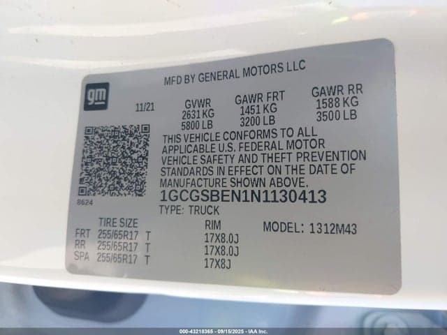 2022 CHEVROLET COLORADO 2WD SHORT BOX WT 9