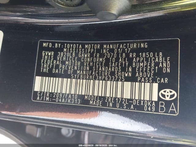 2017 TOYOTA COROLLA L 9