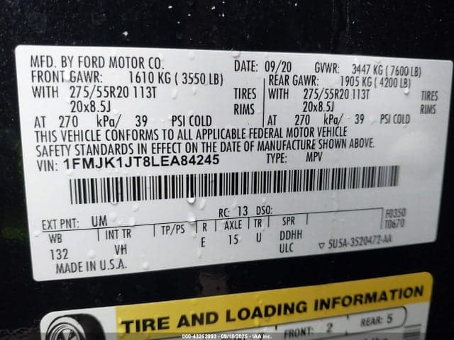 2020 FORD EXPEDITION XLT MAX 9