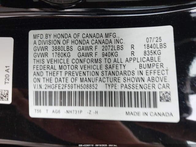 2026 HONDA CIVIC SPORT 9