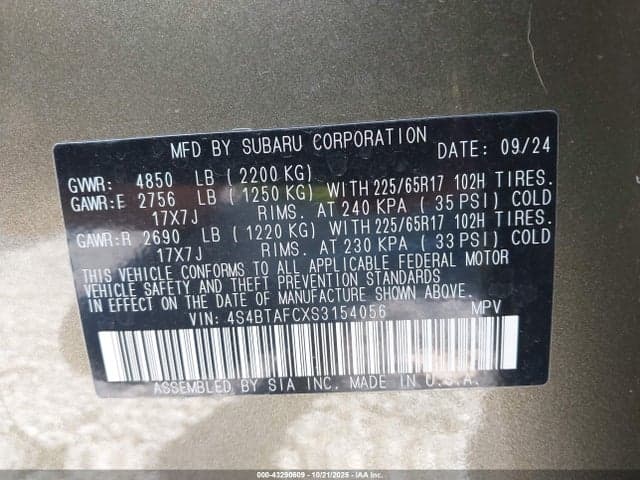 2025 SUBARU OUTBACK PREMIUM 9