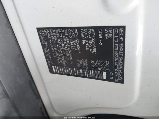 2016 NISSAN ROGUE SV 9