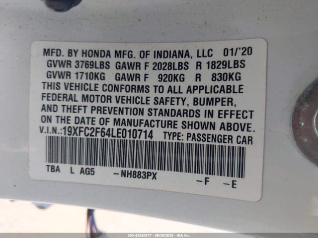 2020 HONDA CIVIC LX 9