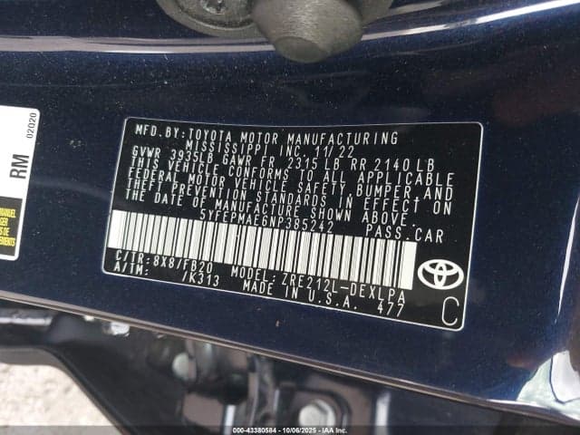 2022 TOYOTA COROLLA LE 9