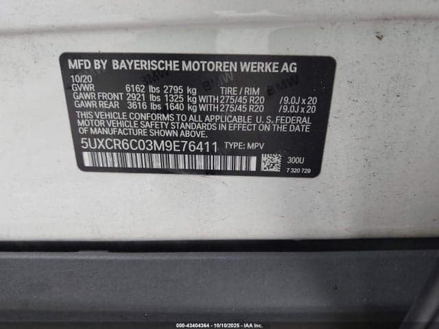 2021 BMW X5 XDRIVE40I 9