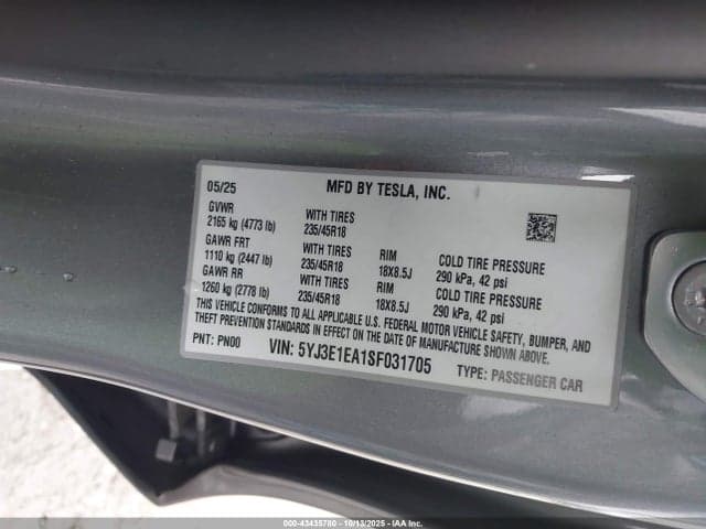 2025 TESLA MODEL 3 LONG RANGE REAR-WHEEL DRIVE 9