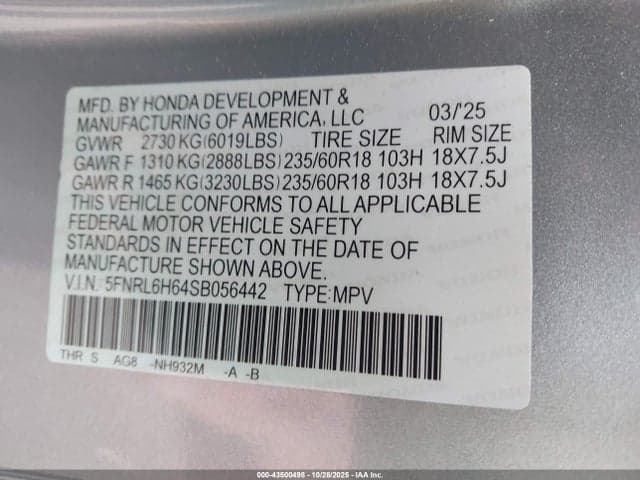 2025 HONDA ODYSSEY EX-L 9