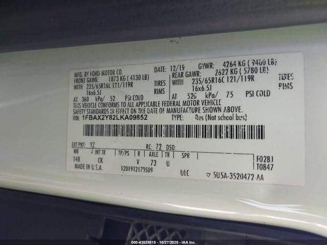 2020 FORD TRANSIT-350 PASSENGER VAN XLT 8