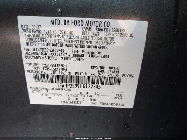 2017 FORD TAURUS SEL 9