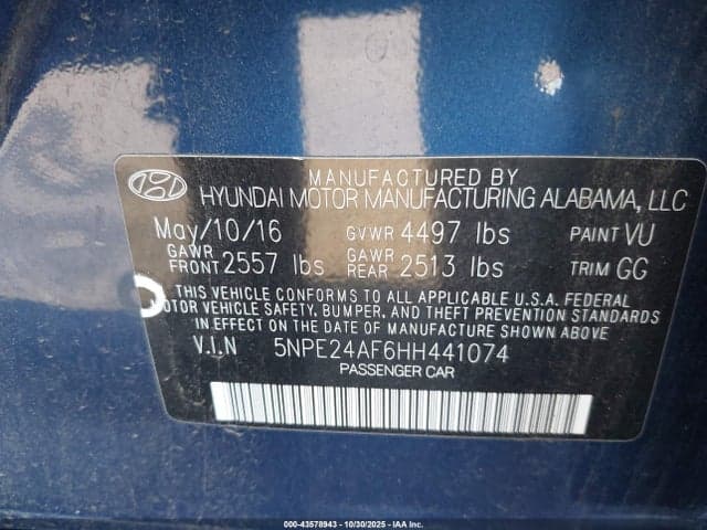 2017 HYUNDAI SONATA 9