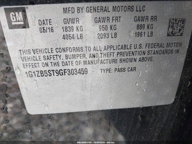2016 CHEVROLET MALIBU LS 9
