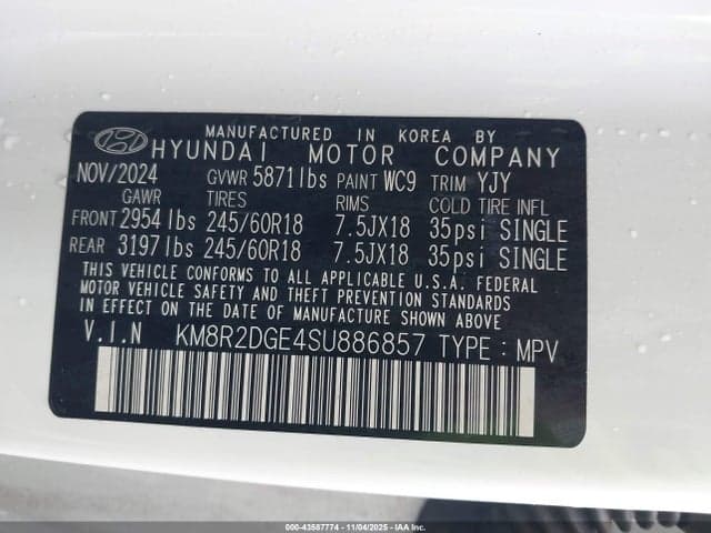 2025 HYUNDAI PALISADE SEL 9