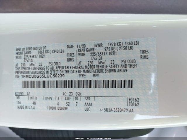 2020 FORD ESCAPE SE 9